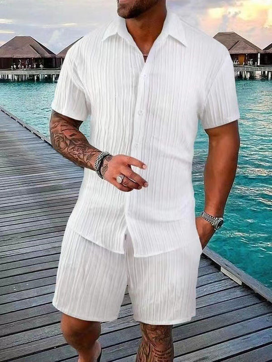 Herren atmungsaktives Sport-Set mit Kurzarm-Hemd und Shorts