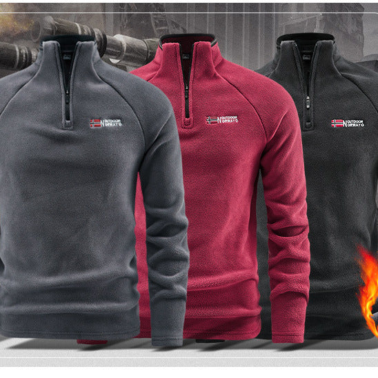 Herren Wärmender Fleecepullover mit kurzem Reißverschluss und Stehkragen Shop Nory