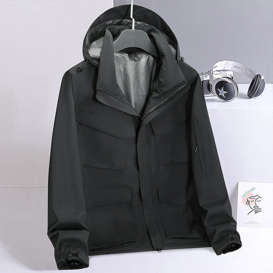 Herren leichte wasserabweisende Fieldjacke mit Kapuze und Multifachtaschen Shop Nory