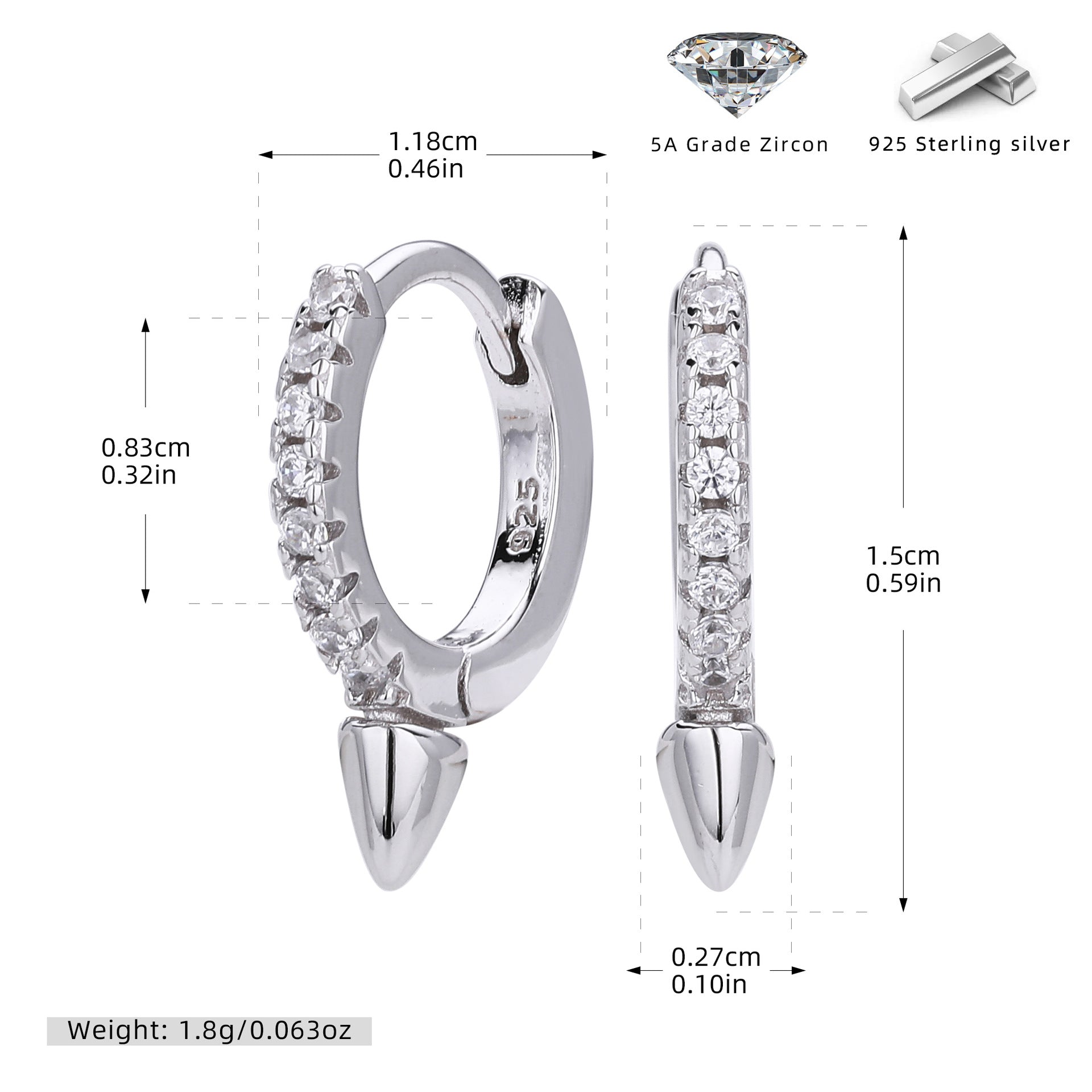 Damen Creolen mit funkelnden Zirkonsteinen und hochwertiger 925er Silberfassung Shop Nory