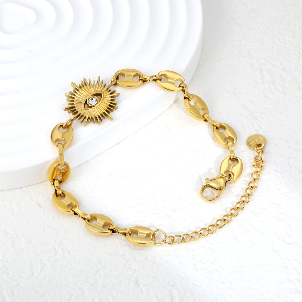 Damen Armband mit kunstvollem Augensymbol und eleganten Gliederdesign Shop Nory
