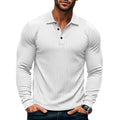 Herren Langarm-Henley-Shirt mit strukturiertem Rippenmuster