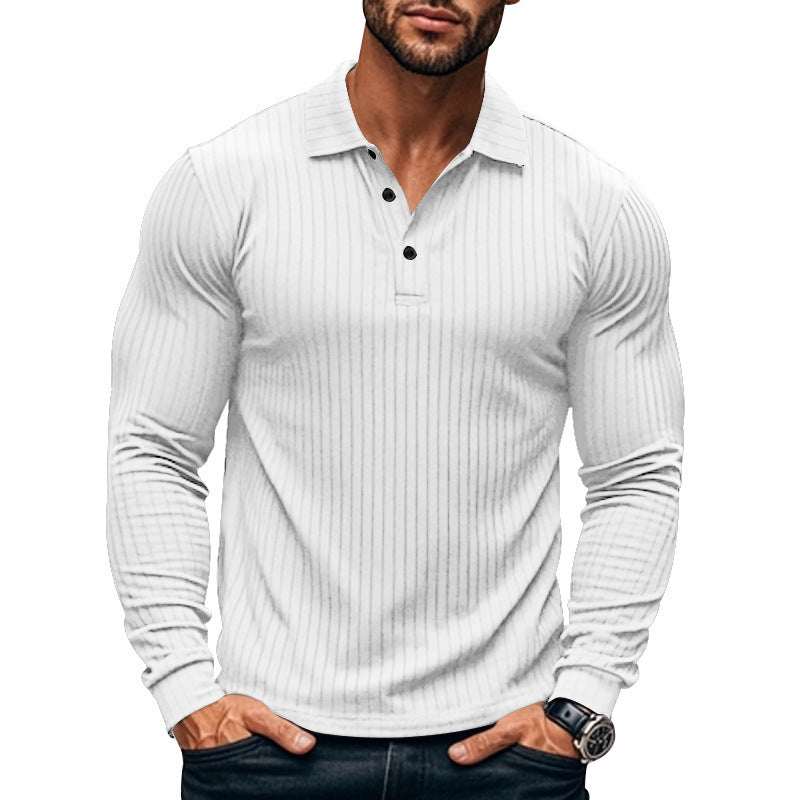 Herren Langarm-Henley-Shirt mit strukturiertem Rippenmuster