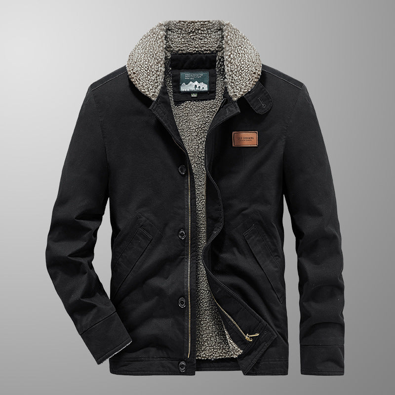 Herren Canvas-Workerjacke mit Sherpa-Innenfutter, Reiß- und Druckknopfverschluss Shop Nory