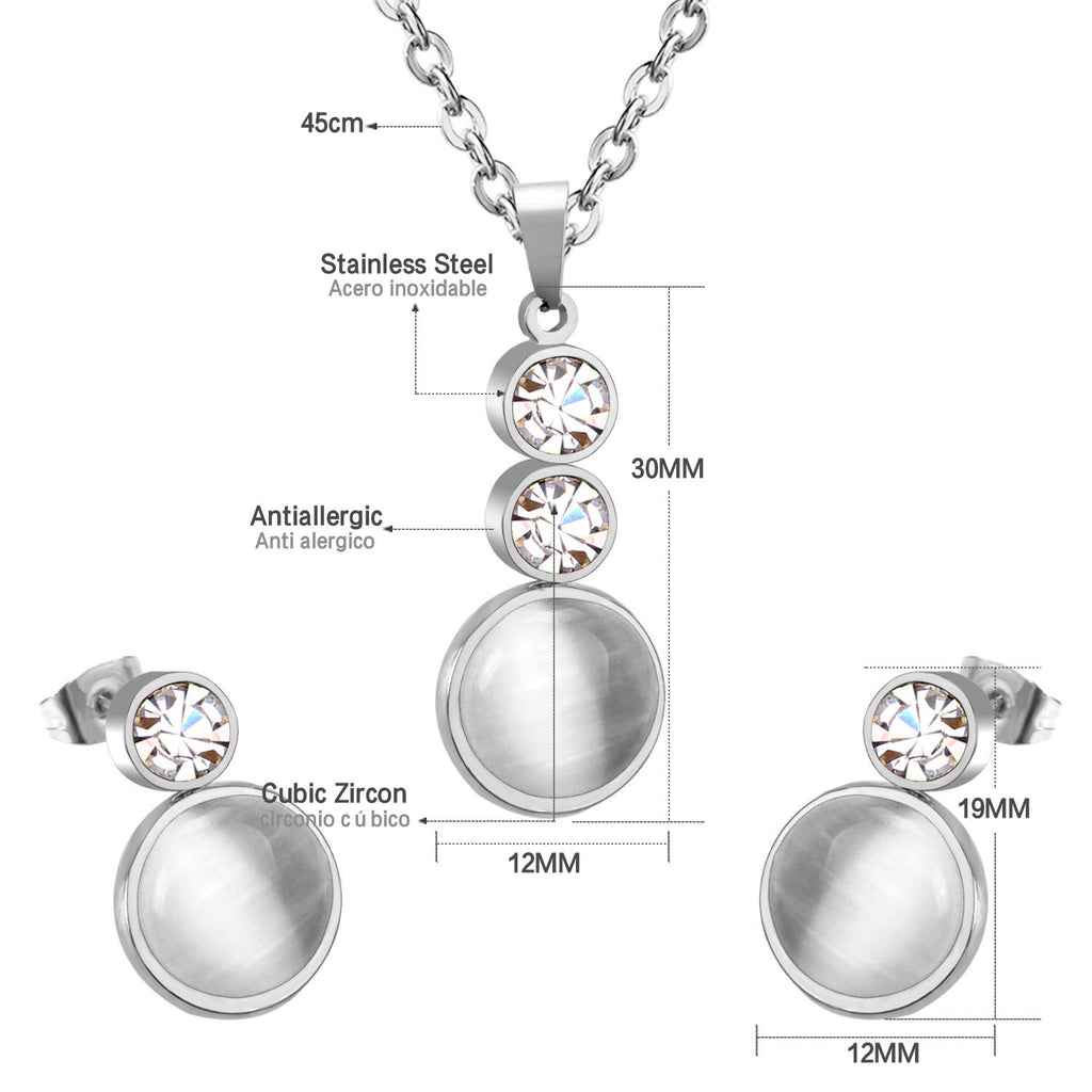 Damen Schmuckset mit zartem Perlenanhänger und funkelndem Zirkonia Shop Nory