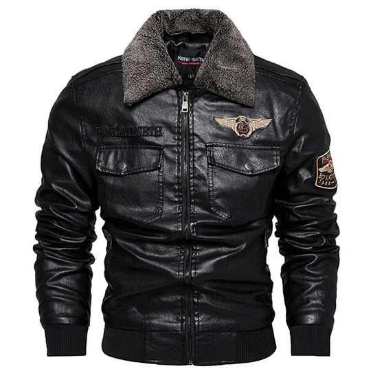 Herren Lässige Kunstlederjacke mit weichem Teddyfutter Shop Nory