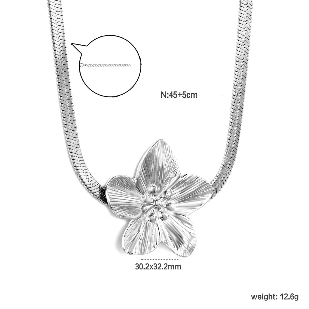 Damen Halskette mit kunstvollem Blumenanhänger aus hochwertigem Edelstahl Shop Nory