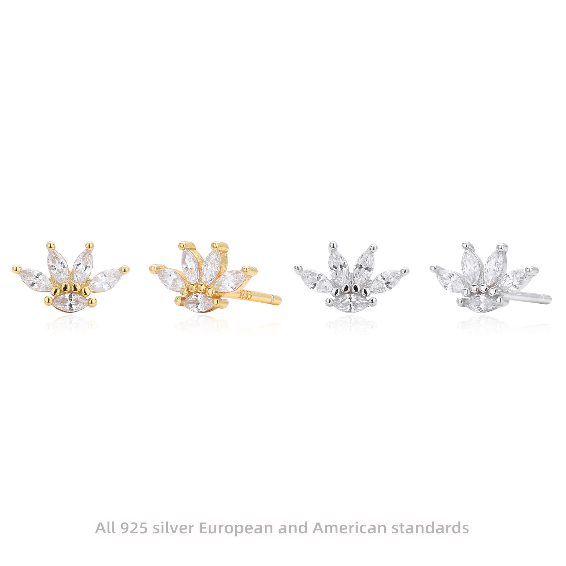 Damen Ohrstecker aus 925 Sterling Silber mit funkelndem Zirkon im floralen Design Shop Nory