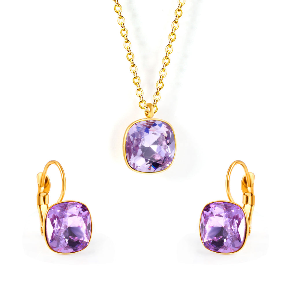 Damen Schmuckset mit exquisiten rosa Kristallen Shop Nory
