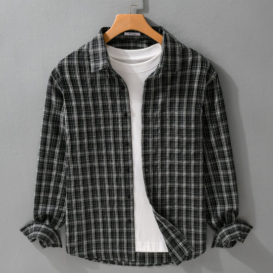 Herren Gebürstetes Karo-Layering-Hemd aus Baumwollflanell mit aufgesetzter Brusttasche und gerundetem Saum Shop Nory