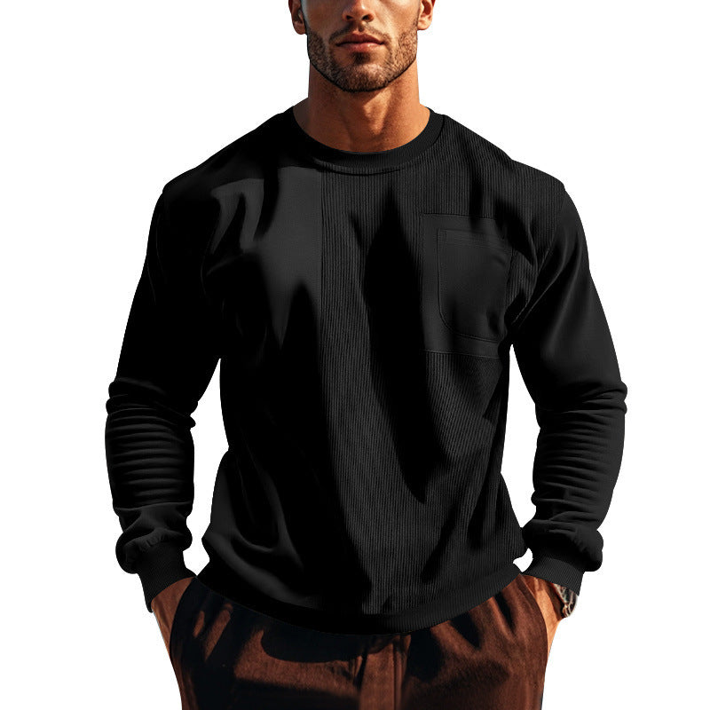 Herren Struktur-Sweatshirt mit Rippen-Panel und Brusttasche Shop Nory
