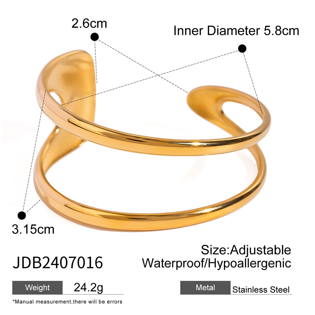 Damen Offener Armreif aus hypoallergenem Edelstahl mit elegantem Design Shop Nory