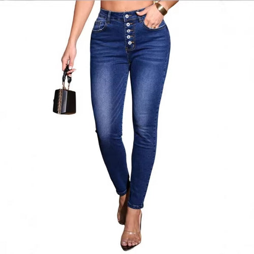 Damen Hochtaillierte Sculpting-Skinny-Jeans mit sichtbarer Mehrfachknopf-Leiste und formendem Po‑Lift Shop Nory