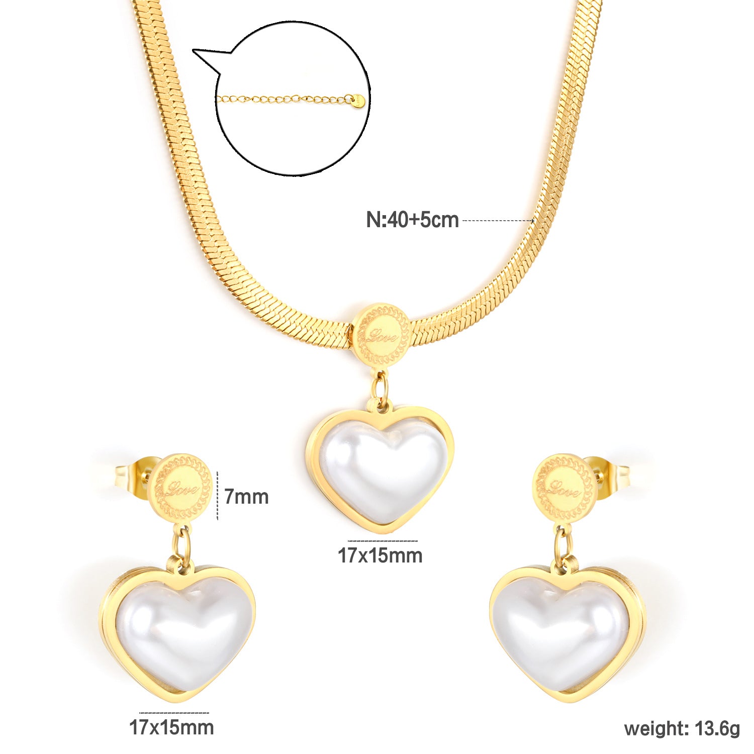 Damen Schmuckset mit herzförmigem Anhänger und funkelnden Ohrringen Shop Nory