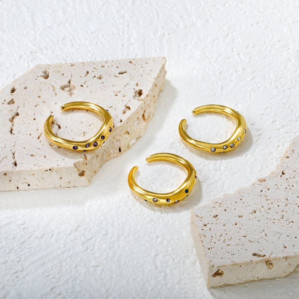 Damen verstellbarer Ring mit elegante glitzernden Zirkonia-Details Shop Nory