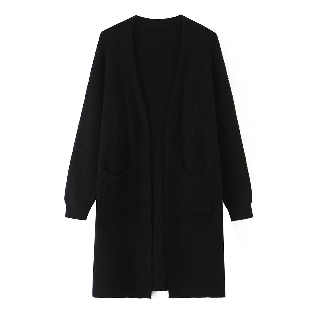 Damen Langer Oversize Strickcardigan mit aufgesetzten Taschen Shop Nory