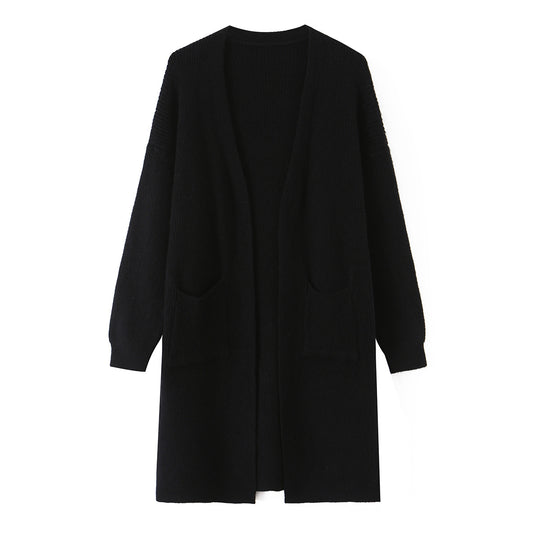 Damen Langer Oversize Strickcardigan mit aufgesetzten Taschen Shop Nory