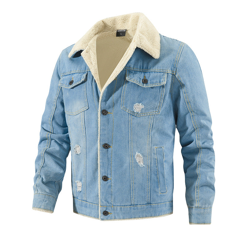 Herren Denimjacke mit Teddyfutter im Used-Look und Knopfleiste Shop Nory