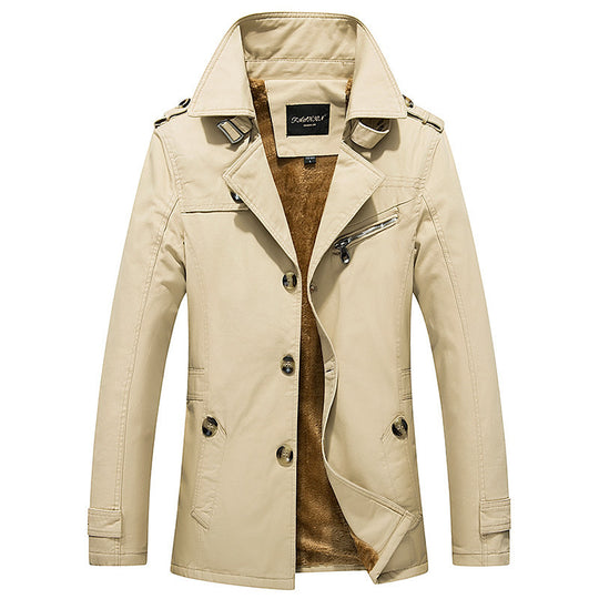 Herren Kurzmantel im Trenchcoat‑Stil mit Teddyfutter, Reverskragen und Schulterpatten Shop Nory