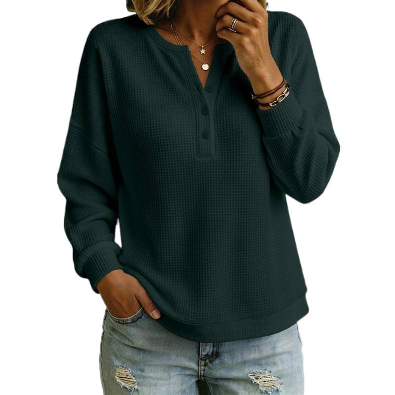Damen Waffelstrick-Henleypullover mit Oversize-Schnitt Shop Nory