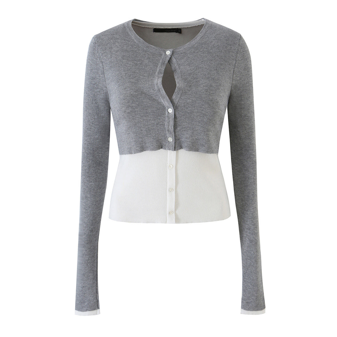 Damen Feinstrick-Bolero mit eingearbeitetem Hemd-Panel und Knopfdetails Shop Nory