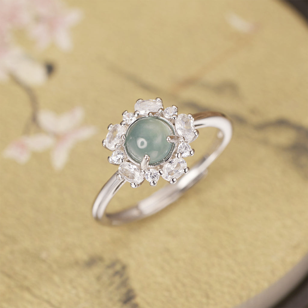 Damen Ring mit exquisitem, facettiertem Edelstein und funkelnden Zirkoniasteinen Shop Nory