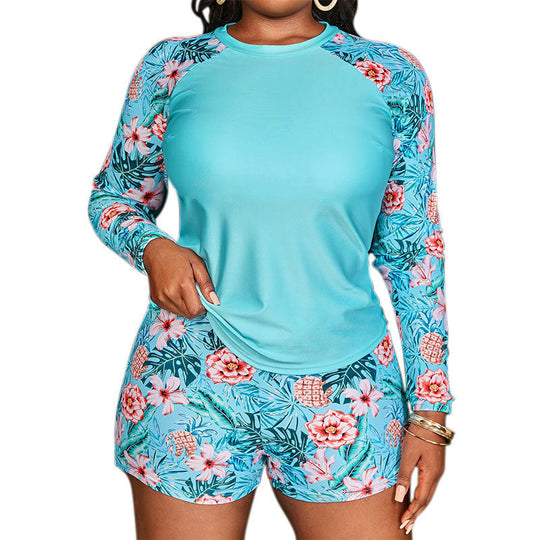 Damen UV-Schutz Schwimmanzug mit floralem Langarmoberteil