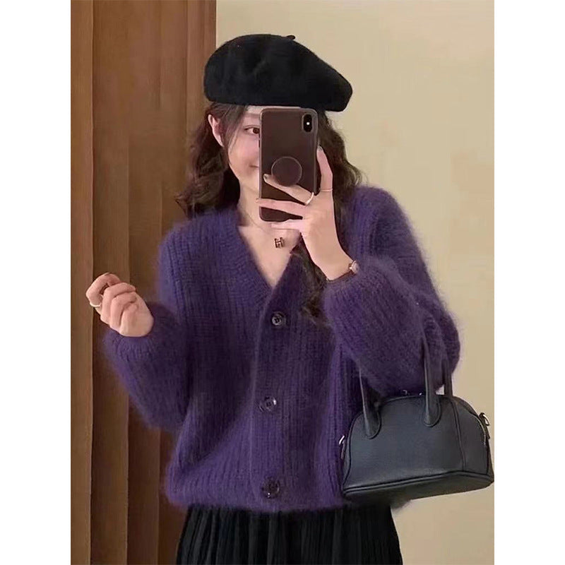 Damen Kuscheliger Strickcardigan mit großen Knöpfen