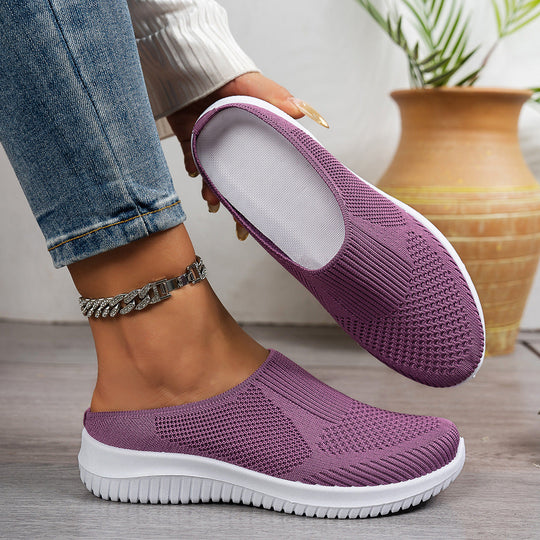 Damen Atmungsaktive Slip-On Freizeitschuhe mit flexiblem Strick-Obermaterial Shopnory