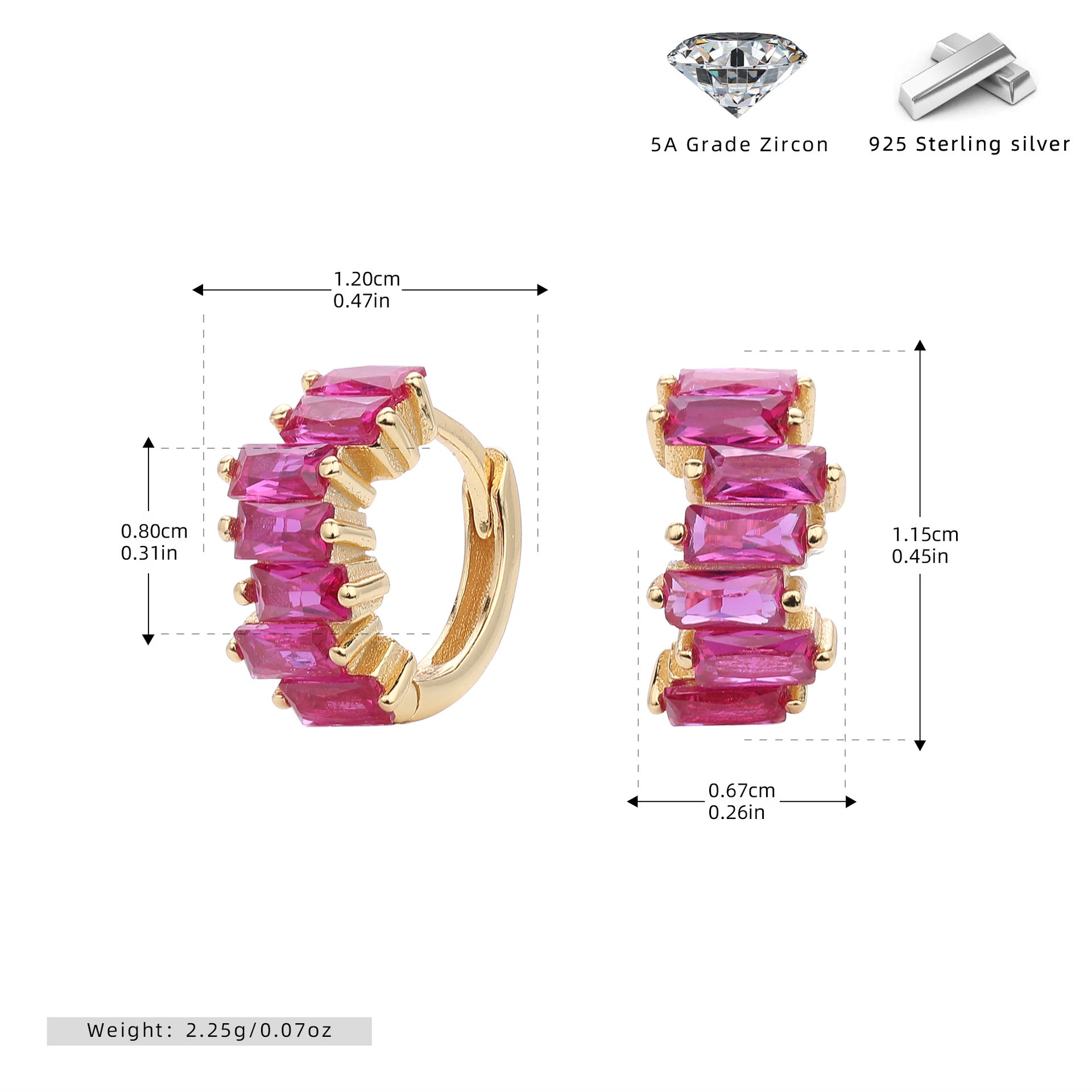 Damen Ohrstecker mit exquisite Zirkonsteinen und 925 Sterling Silber Shop Nory