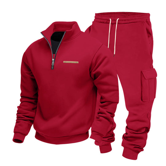 Herren Zip-Pullover- und Cargo-Jogger-Set aus weichem French-Terry Shop Nory