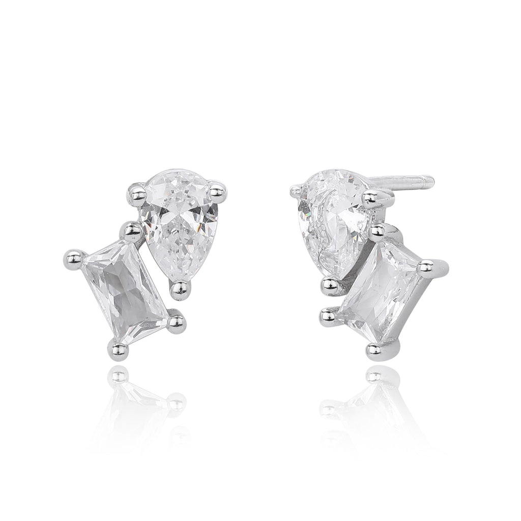 Damen Ohrstecker mit funkelnden Zirkonia und edler Silberfassung Shop Nory