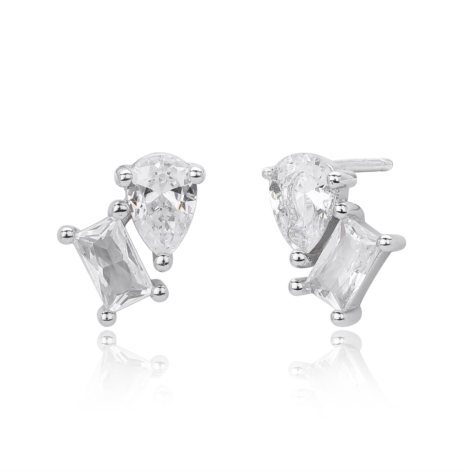 Damen Ohrstecker mit funkelnden Zirkonia und edler Silberfassung Shop Nory