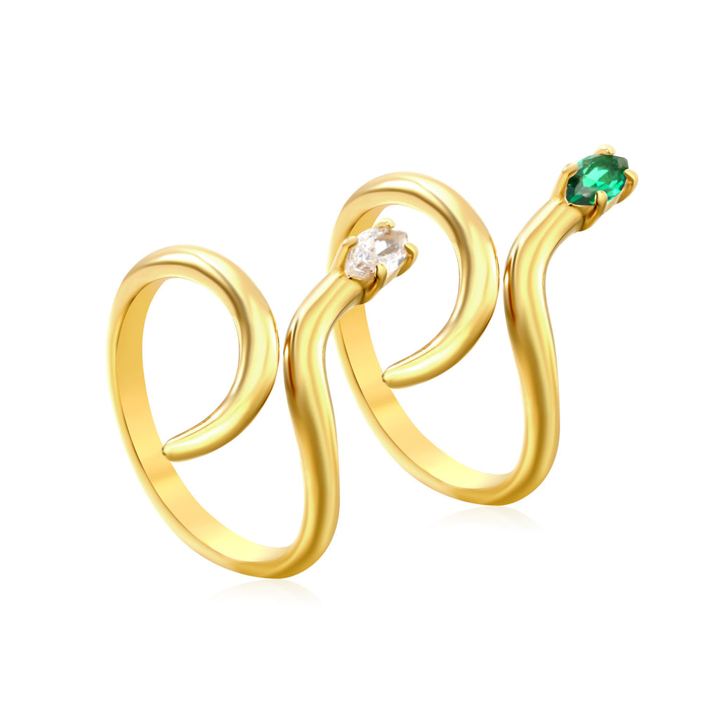 Damen Ring mit elegantem, geschwungenen Design und verstellbarem Perlenanhänger Shop Nory