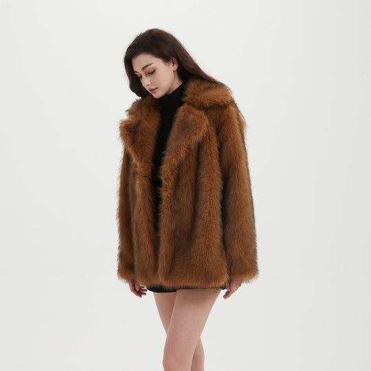 Damen Boxy-Kurzmantel aus dichtem langfaserigem Kunstpelz mit offener Front Shop Nory