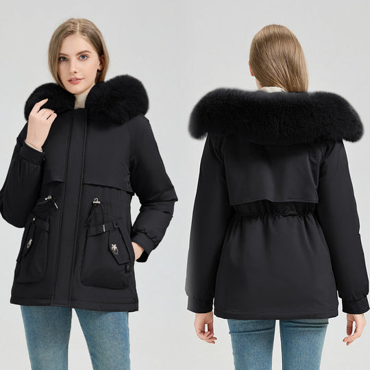Damen nan taillierter Funktionsparka mit XXL-Kapuze, weichem Fleecefutter und multifunktionalen Pattentaschen Shop Nory