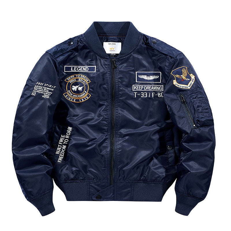 Herren Bomberjacke Pilotenblouson mit gestickten Fliegerapplikationen und windabweisendem Nylon Shop Nory