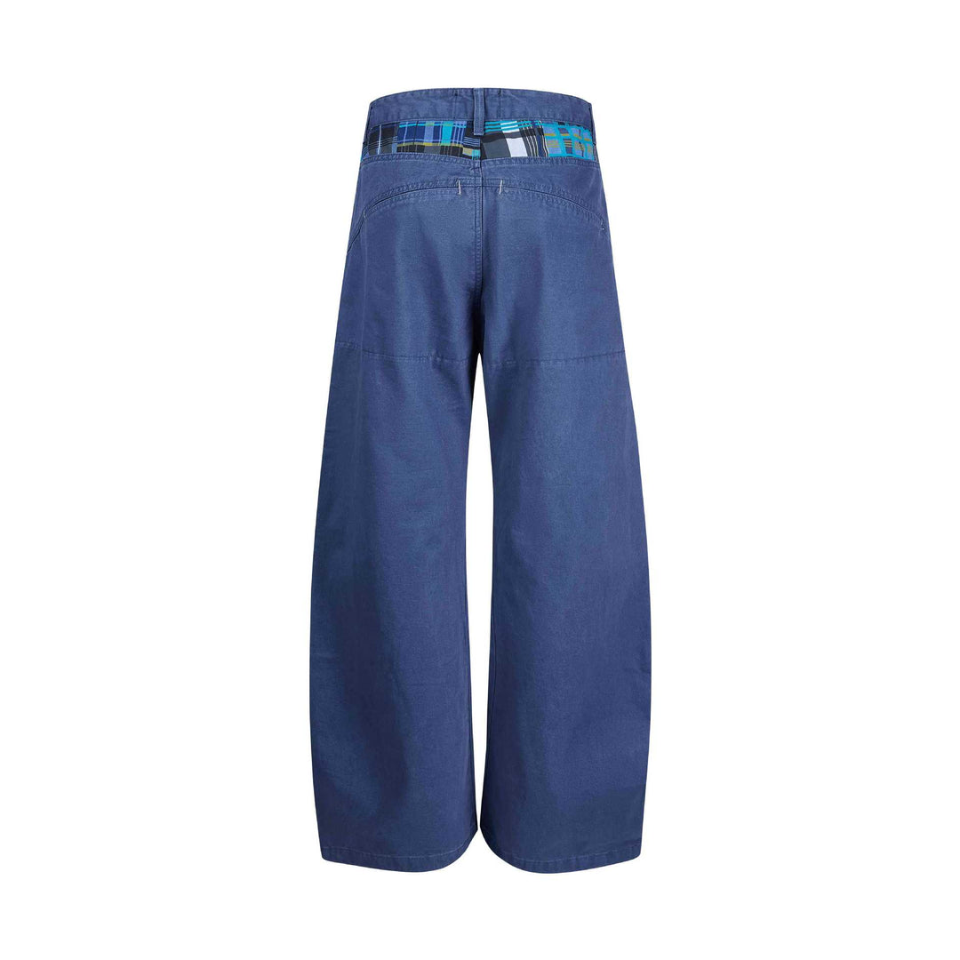 Damen weite knöchellange Hose mit hoher Taille aus Baumwoll-Denim Shop Nory
