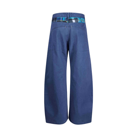 Damen weite knöchellange Hose mit hoher Taille aus Baumwoll-Denim Shop Nory