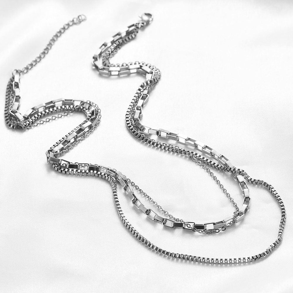 Damen Halskette mit mehrlagigem Design aus hochwertigem Edelstahl Shop Nory