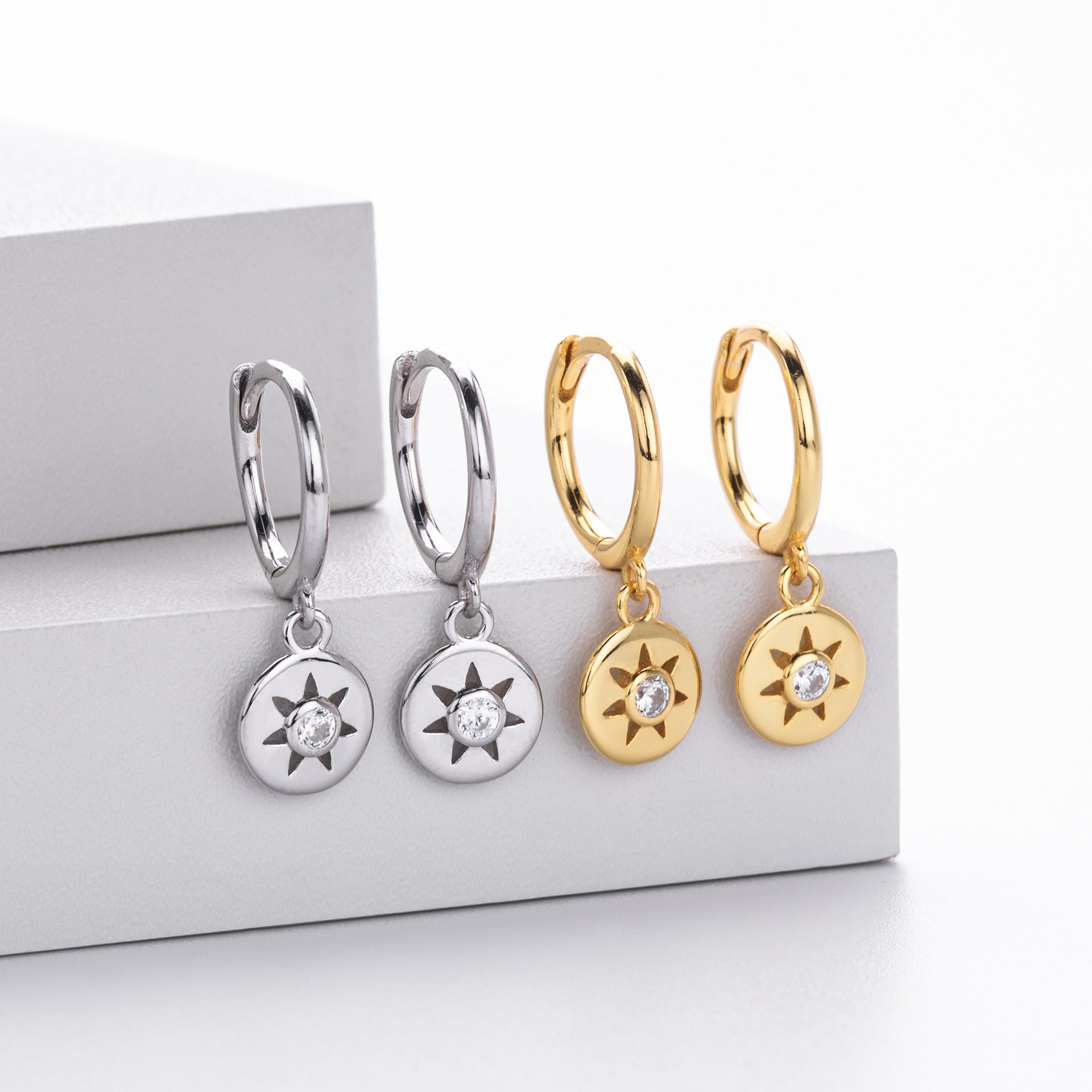 Damen Ohrhänger mit elegantem Sonnenanhänger aus hochwertigem 925 Sterling Silber Shop Nory
