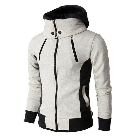 Herren taillierte Kapuzenjacke mit hohem Stehkragen, Doppelreißverschluss und kontrastbesetzten Seiteneinsätzen Shop Nory