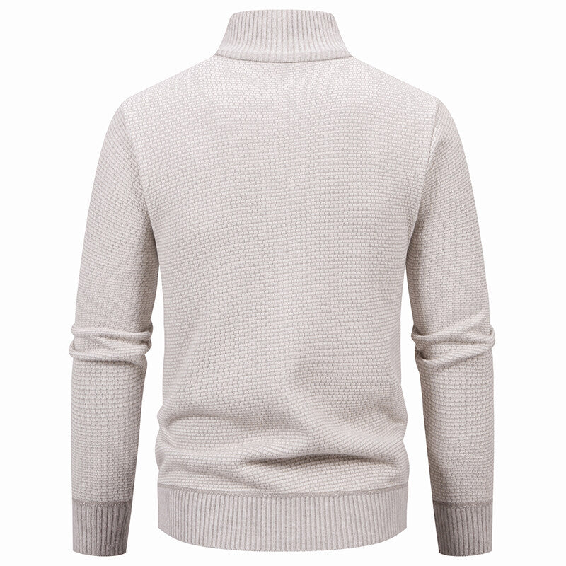 Herren Texturierter Zip-Strickcardigan mit Stehkragen, Waffelstruktur und Reißverschlusstaschen Shop Nory