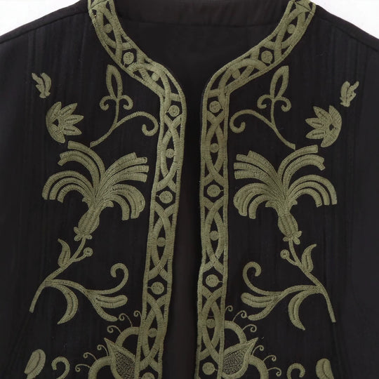 Damen Boho-Stickereiweste mit offenem Schnitt und floraler Zierstickerei Shop Nory