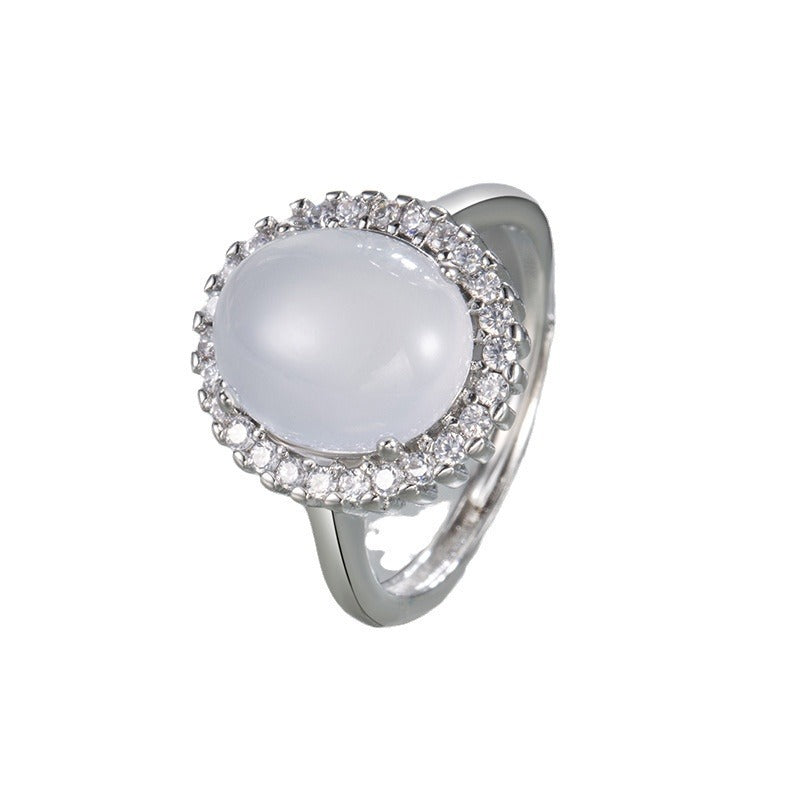 Damen Ring mit schimmerndem Mondstein und funkelnden Zirkonia Shop Nory