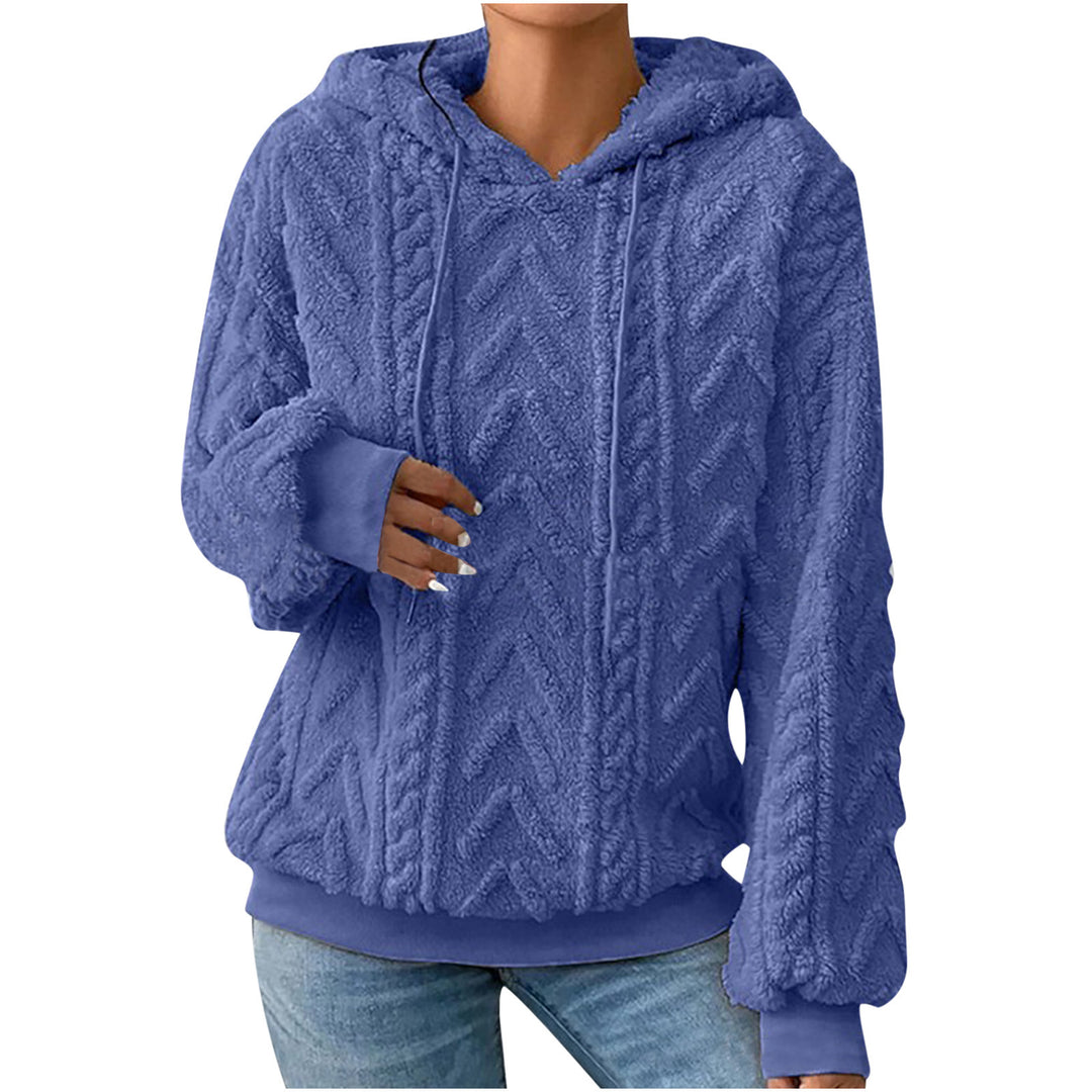 Damen nan kuscheliger Kapuzenpullover mit Zopfmuster Eingrifftaschen und Rippbündchen Shop Nory