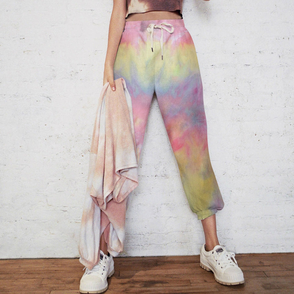 Damen Jogginghose im kreativen Batikdesign mit elastischem Bund und praktischen Taschen