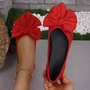 Damen Ballerinas mit dekorativem Schleifen-Design und spitzem Zehenbereich