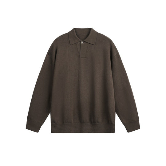 Herren Lockerer Strick-Polo-Pullover mit Knopfblende und Oversize-Schnitt Shop Nory