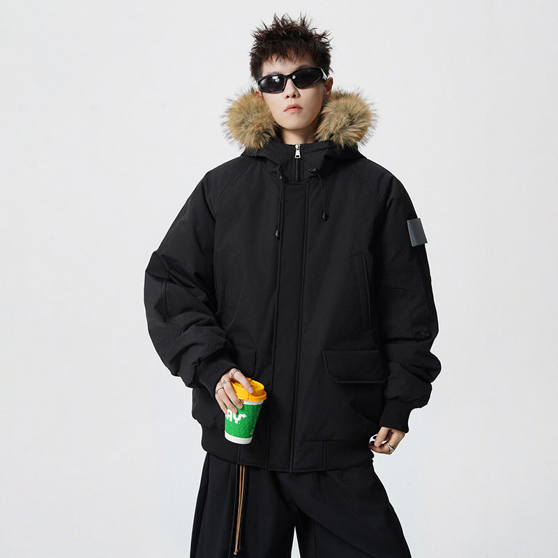 Herren Wattierter Oversize-Parka mit Kunstfellkapuze und Utility-Taschen Shop Nory